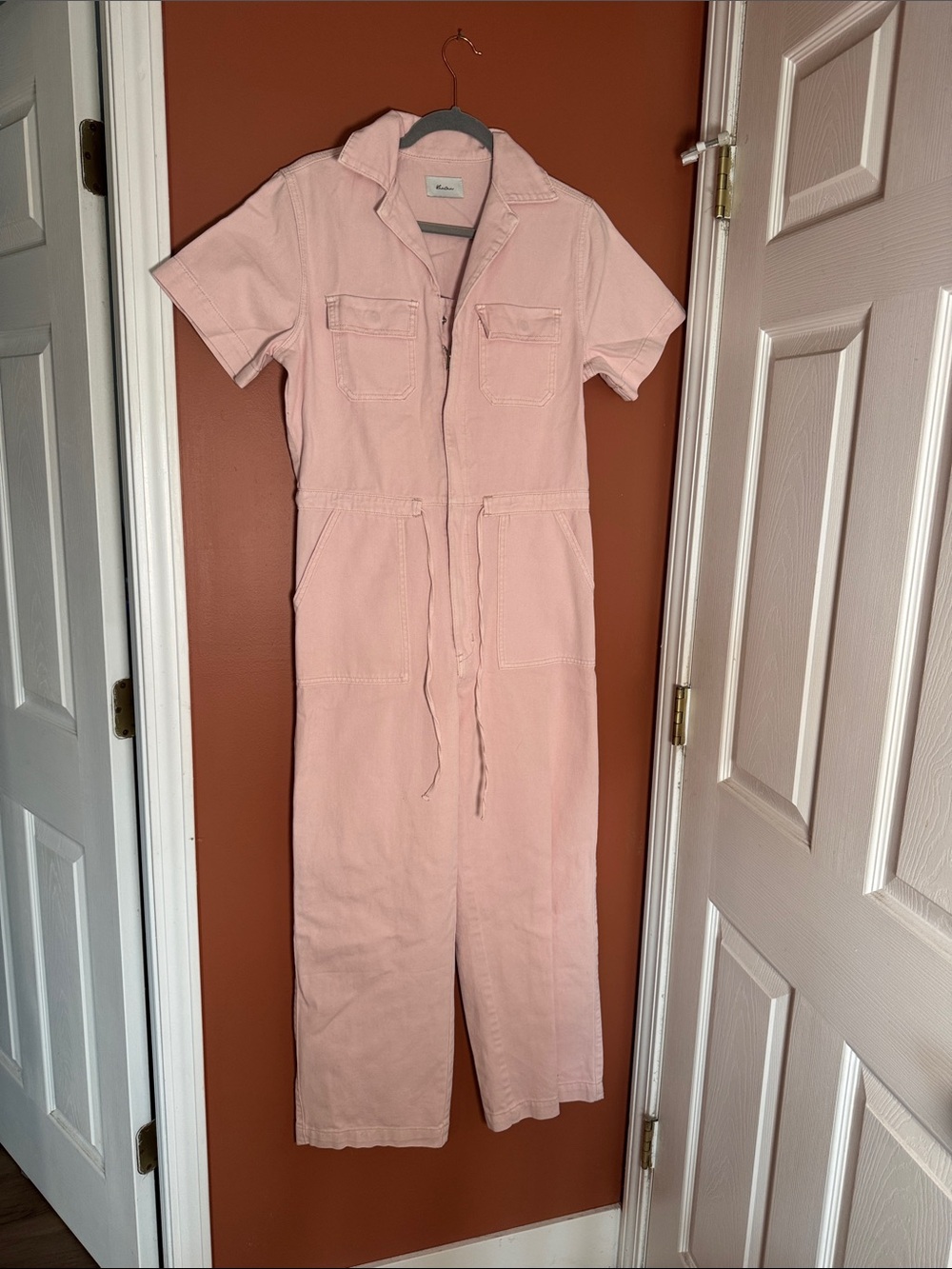 KanCan Blush Pink Short-Sleeve Utility Jumpsuit